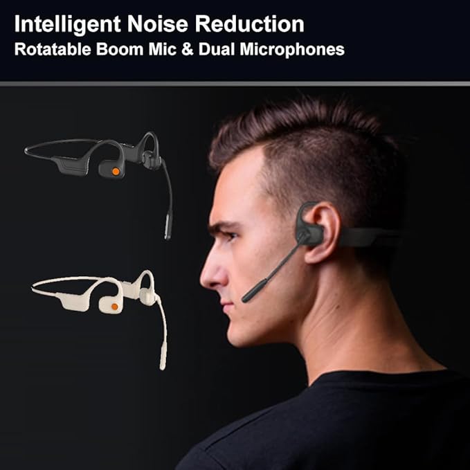 IHAO Open Ear Air Conduction Bluetooth Headphone Dual Mic Rotatable Boom Mic Active Noise Cancellation IPX5 Waterproof Bluetooth 5.4 Pain-Free Design for Sports Work Outdoor Activities-DG09 Black-StrideForce Fitness