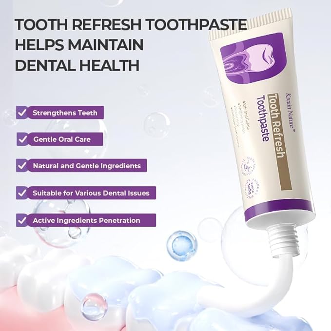 Tooth Refresh Toothpaste, Fresh Breath Formula Whitening Toothpaste, Natural Oral Care & Enamel Repair, Helps Remove Coffee, Tea & Wine Stains, Fresh Minty Gel, 3.5 Oz Tube, 2 Pack