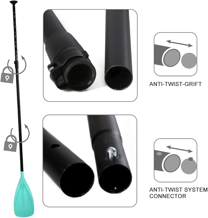 SUP Paddle - 3-Piece Adjustable Aluminium SUP Paddle with Glass Fiber Blade for Surfing, Floating, Water Sports-StrideForce Fitness