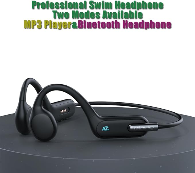 IHAO Swimming Headphones True Bone Conduction Open Ear Headset MP3 Player Built-in 32G Memory IP68 Underwater Waterproof Stereo Bluetooth Earphone for Driving Bicycling Running Skiing-X6 Black-StrideForce Fitness