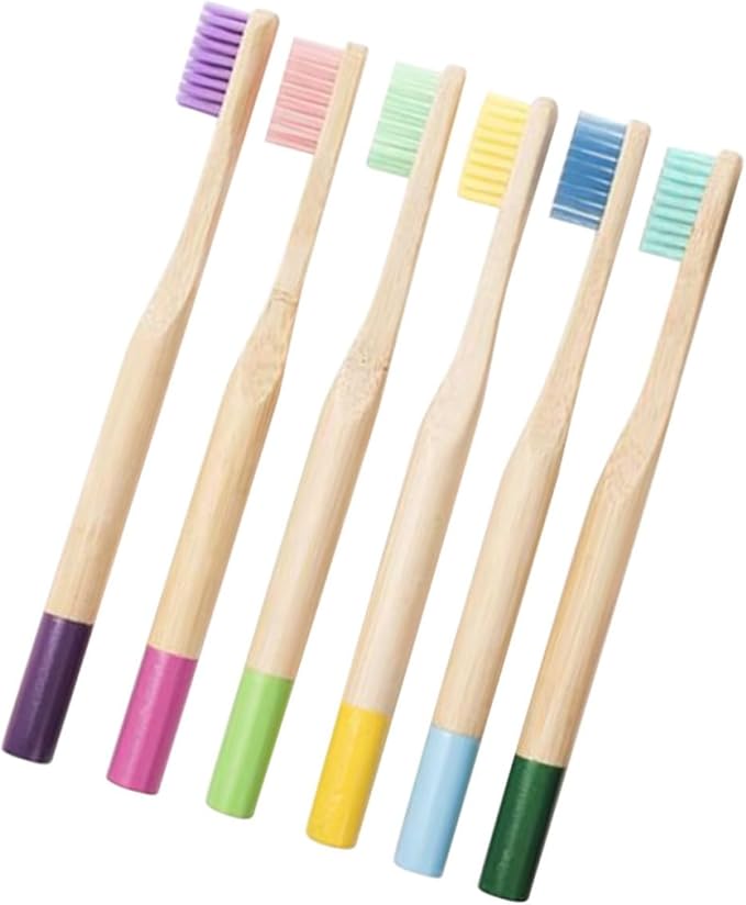 TEHAUX 6PCS Toothbrush with Soft Bristles Ergonomic Anti-Slip Handles in Colors for Oral Care and Complete Teeth Cleaning
