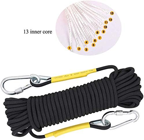 X XBEN Outdoor Climbing Rope 10M(32ft) 20M(64ft) 30M(96ft) 50M(160ft) 70M(230ft) 152M(500FT) 352M(1000FT) Static Rock Climbing Rope for Escape Rope Ice Climbing Equipment Fire Rescue Parachute-StrideForce Fitness