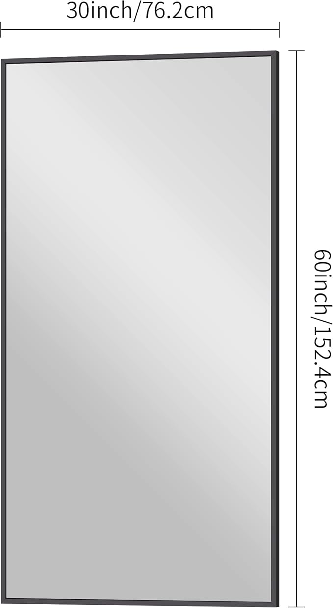 Bathroom Mirror,30x60 inch Large Wall Mirror for Bathroom Wall Mounted Black Rectangle Corner Mirrors,Black Bathroom Mirror for Living Room,Farmhouse,Bedroom Entryway,Horizontal/Vertical-StrideForce Fitness
