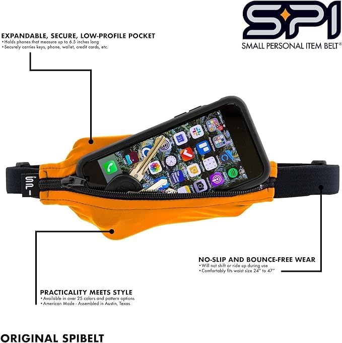 SPIbelt Running Belt for Women Men, Phone Holder for Running, Running Fanny Pack, Holder for Phone, Running Waist Pack, Adjustable Waist, [Fits All Phones]. White with White Zipper-StrideForce Fitness