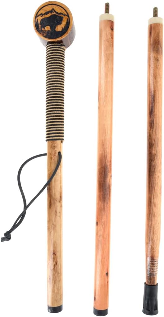 SE 3 Piece 55" Detachable Pine Wood Walking/Hiking Stick with Metal Tip, Reinforced Rubber Tip, and Water-Resistant Travel Pouch - Portable and Durable for Outdoor Adventures-StrideForce Fitness