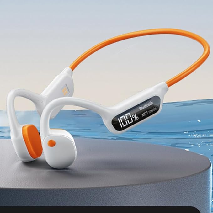 IHAO Swimming Headphones True Bone Conduction Open Ear Headset MP3 Player Built-in 32G Memory IP68 Underwater Waterproof Stereo Bluetooth Earphone for Driving Bicycling Running Skiing-X10 White-StrideForce Fitness