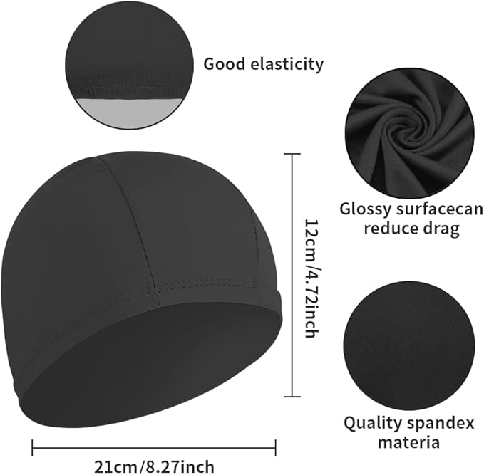 2pcs Cloth Swim Caps for Both Women & Men & Kids Fabric Durable Non-Waterproof Elastic Swimming Pool Cap Bathing Cap for Long and Short Hair-StrideForce Fitness