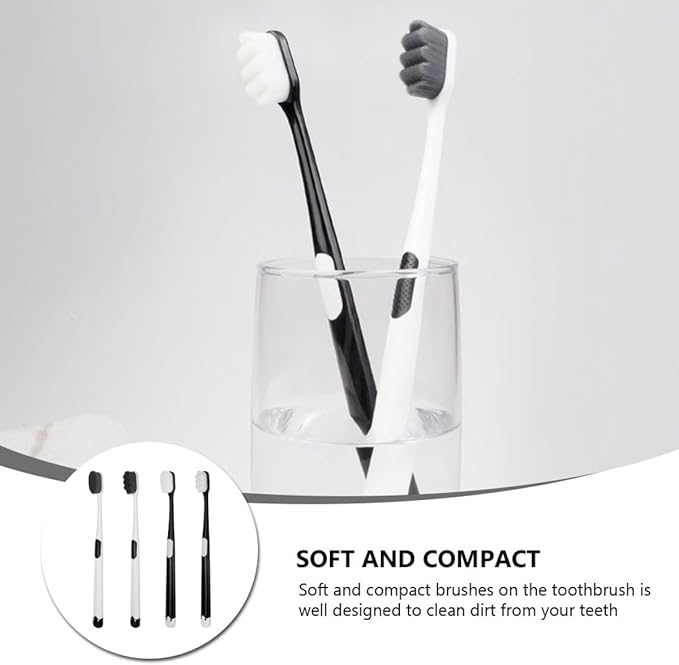 Wavy Soft Bristle Toothbrush 4pcs for Adults and Pregnant Women, Postpartum Oral Care Tool with Thousands of Bristles, Mild Teeth Cleaning for Sensitive Gums Random Style