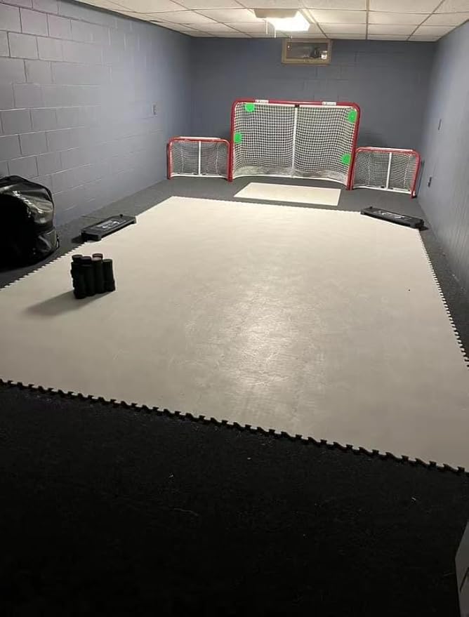 Potent Skateable Synthetic Ice Hockey Tiles (10-Pack, 21.6 SQFT) – Artificial Ice Rink Tiles for Home Hockey Training – Easy Interlocking Assembly, Expandable Design, Durable Self-Lubricating Surface-StrideForce Fitness