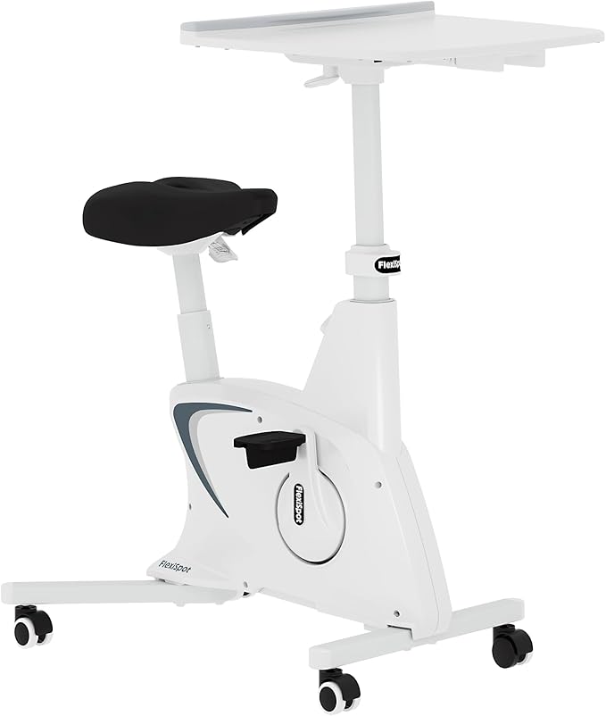 FLEXISPOT Exercise Bike with 2D Desktop, Space Saving Under Desk Bike with Removable Desk, Stationary Bikes Indoor Bikes with 300LBS Heavy Duty 8-Level Resistance Flywheel Optional LCD, V9PRO/V9MAX-StrideForce Fitness
