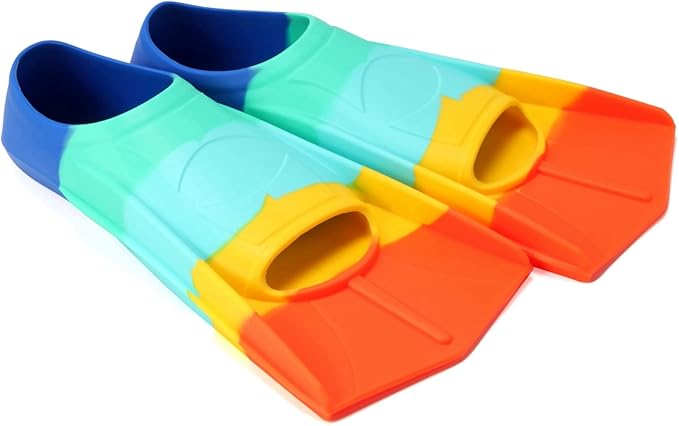 Kids Swim Fins,Short Kids Fins Youth Swimming Flippers for Lap Swimming Training for Children Girls Boys Beginners-StrideForce Fitness