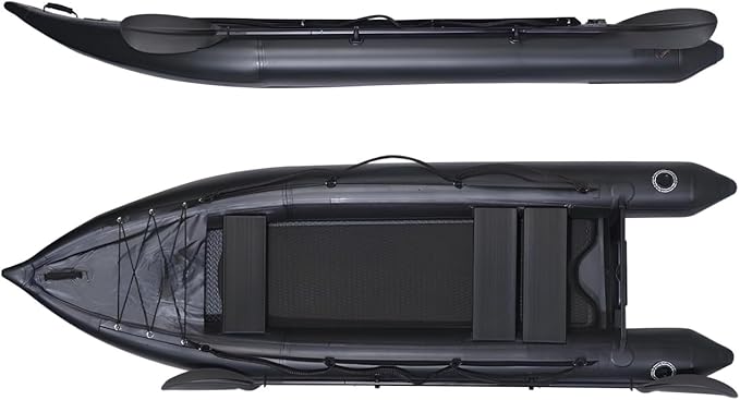 2 Person Inflatable Durable Fishing Kayak Armoured PVC Watercraft with Motor Mount Stern - 130'' x 43'' x 11.8-StrideForce Fitness