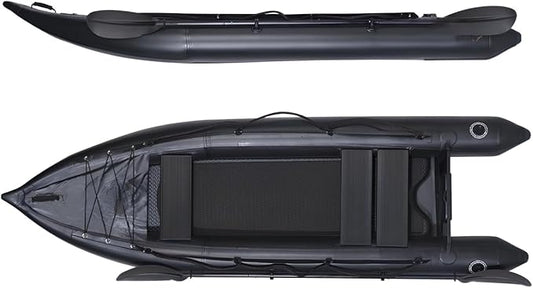 2 Person Inflatable Durable Fishing Kayak Armoured PVC Watercraft with Motor Mount Stern - 130'' x 43'' x 11.8-StrideForce Fitness