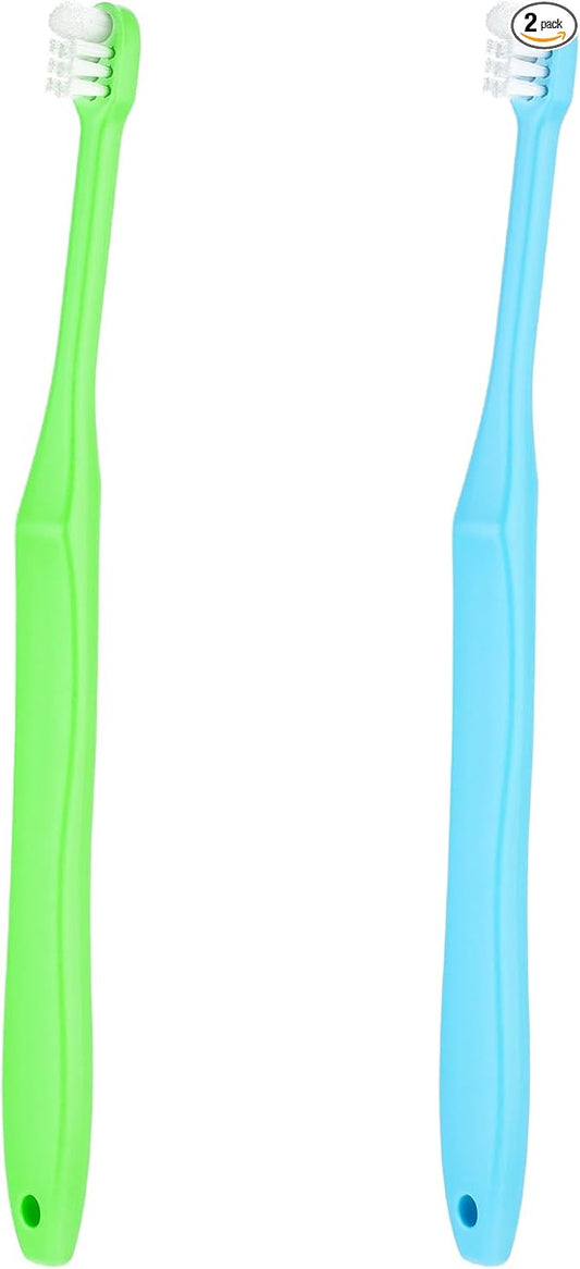 WLLHYF 2 Pieces Tuft Toothbrush Small Head End Tapered Interdental Interspace Nursing Soft Tiny Toothbrush Orthodontic Periodontal Dental Products(Blue + Green)
