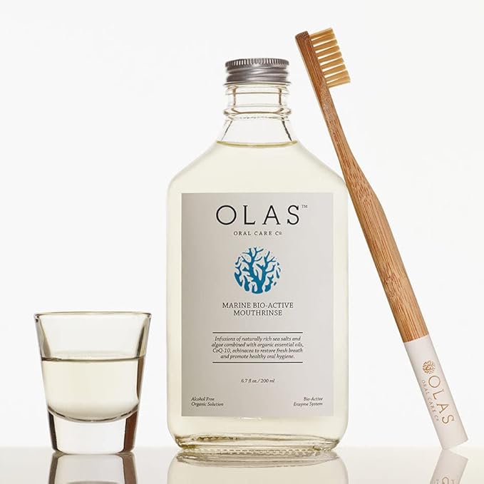 OLAS Mouthwash Set – Marine Bio-Active Toothpaste (3.5oz) + Alcohol-Free Mouthwash 3-Pack (1oz Each) – Fluoride-Free, SLS-Free, Dentist-Formulated for a Healthy Oral Microbiome