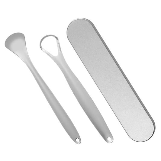 1set Stainless Steel Tongue Scraper for Oral Care Ergonomic Design for Comfortable Grip to Combat Bad Breath and Halitosis Easy to Clean and Travel Friendly