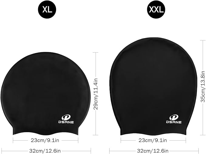 Dsane Extra Large Swimming Cap for Women and Men,Special Design Swim Cap for Very Long Thick Curly Hair&Dreadlocks Weaves Braids Afros Silicone Keep Your Hair Dry-StrideForce Fitness