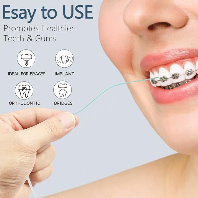 840D Fluffy Floss Threaders,Deep Clean Dental Floss for Braces, Bridges, and Implants,Super Floss, 50 Count, Pack of 1