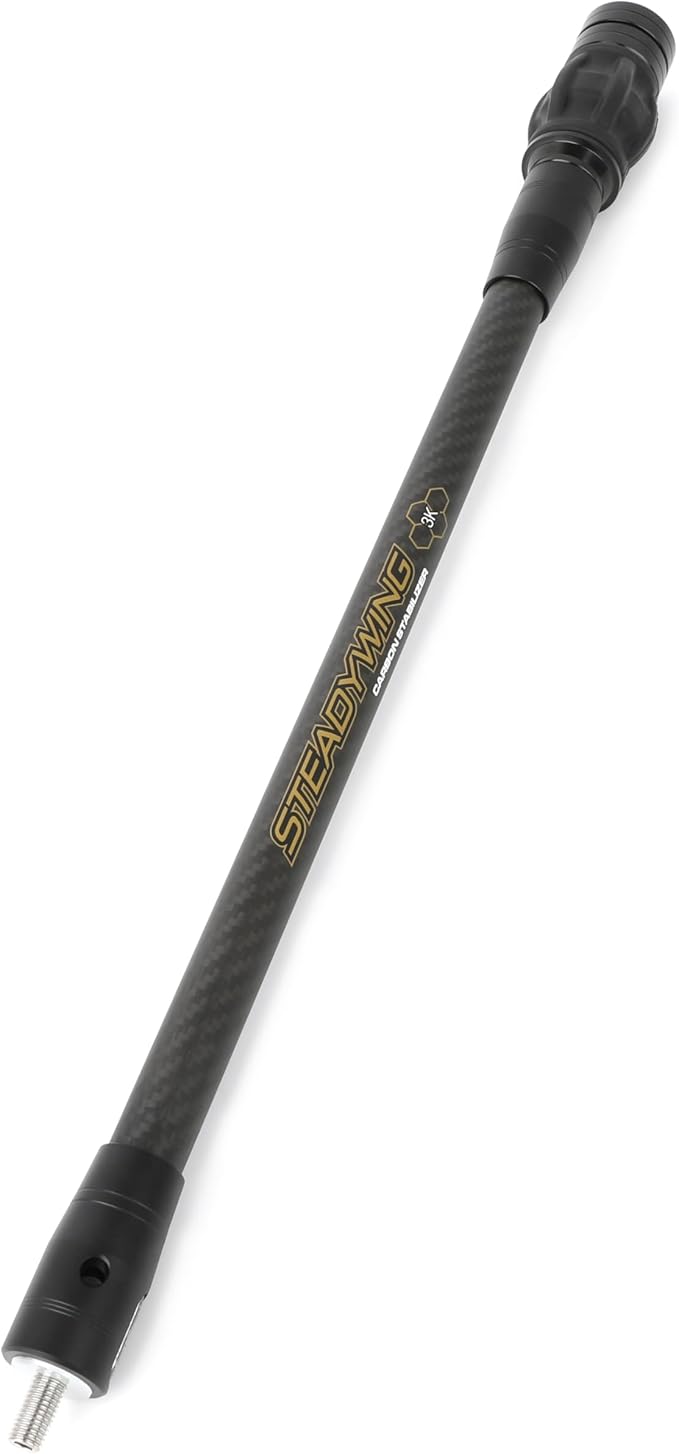 AMEYXGS Archery Bow Stabilizer for Compound Bow, 3K Carbon Fiber 6", 8", 10", 12" 15" Rods, Damping System, Weights Kit, Single Side V-Bar Mount,Quick Disconnect-StrideForce Fitness