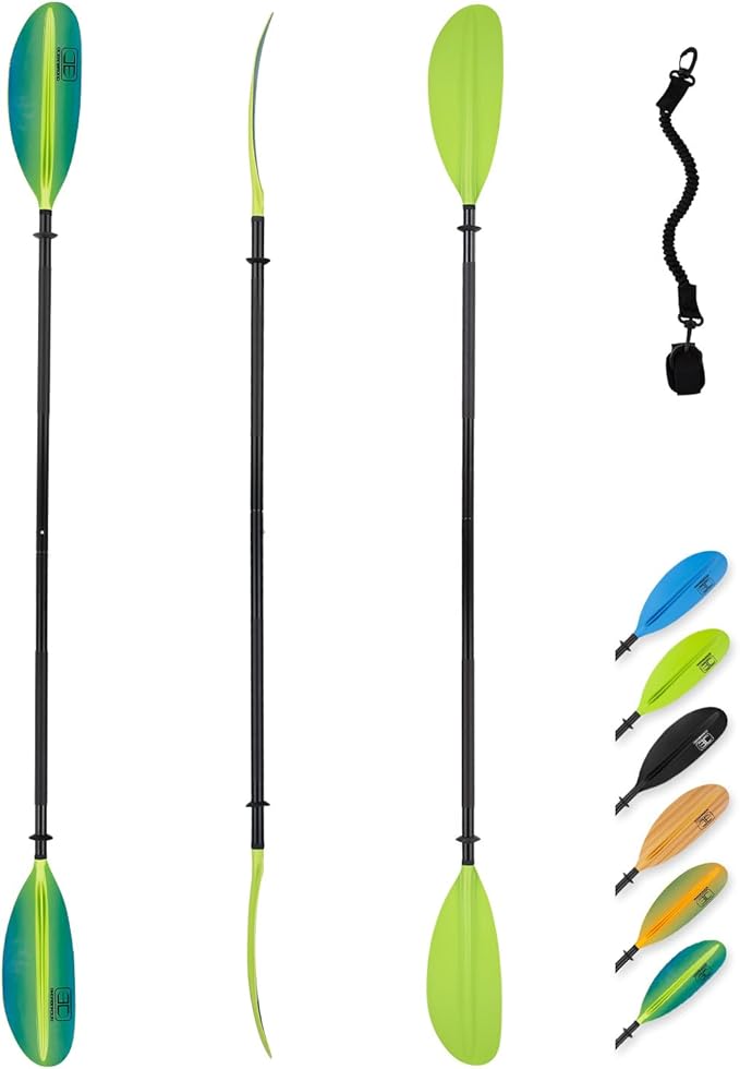 OCEANBROAD Kayak Paddle 86in/218cm, 90.5in/230cm, 95in/241cm Alloy Shaft Kayaking Boating Canoeing Oar with Paddle Leash-StrideForce Fitness