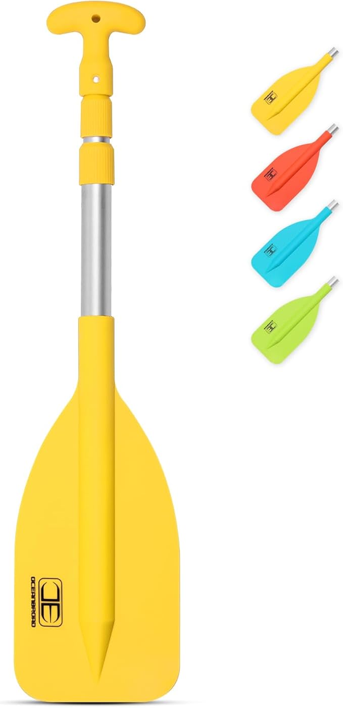 OCEANBROAD Telescoping Emergency Paddle 21''-42''（Assembling Required）/26''-54'' Aluminium Shaft for Kayaking Boating Canoeing River Tubing-StrideForce Fitness