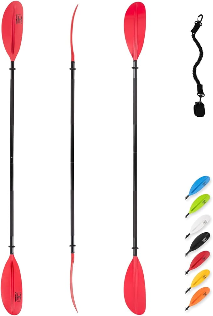 OCEANBROAD Kayak Paddle 86in/218cm, 90.5in/230cm, 95in/241cm Alloy Shaft Kayaking Boating Canoeing Oar with Paddle Leash-StrideForce Fitness