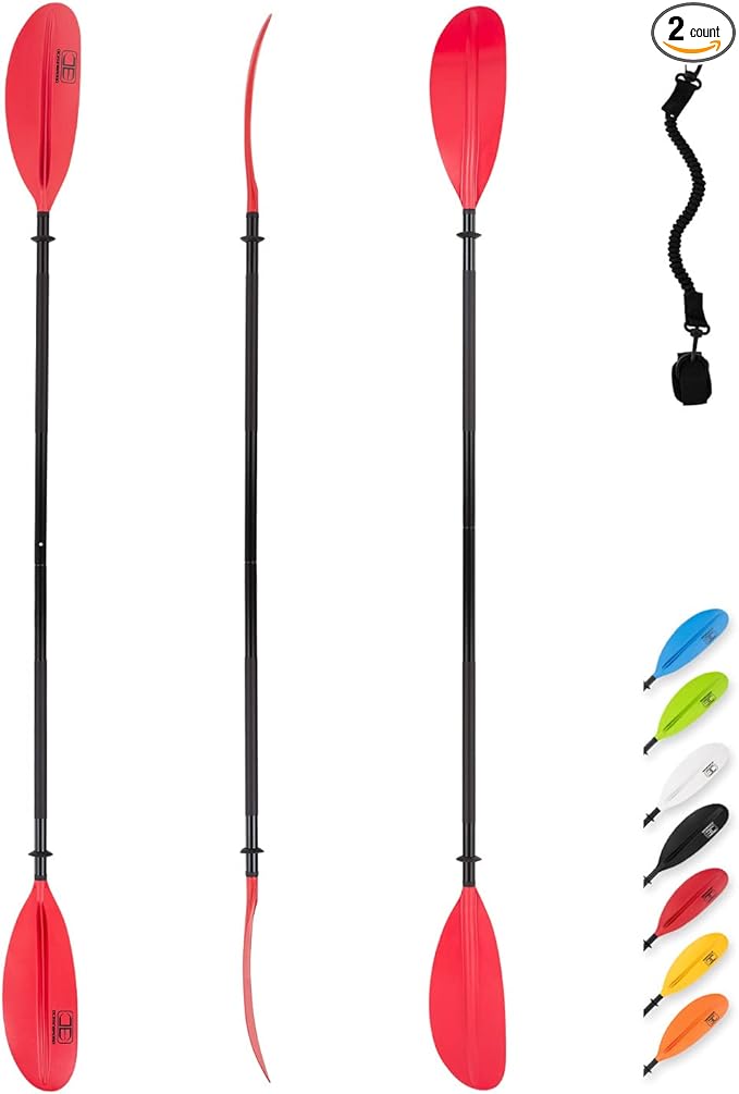 OCEANBROAD Kayak Paddle 86in/218cm, 90.5in/230cm, 95in/241cm Alloy Shaft Kayaking Boating Canoeing Oar with Paddle Leash-StrideForce Fitness