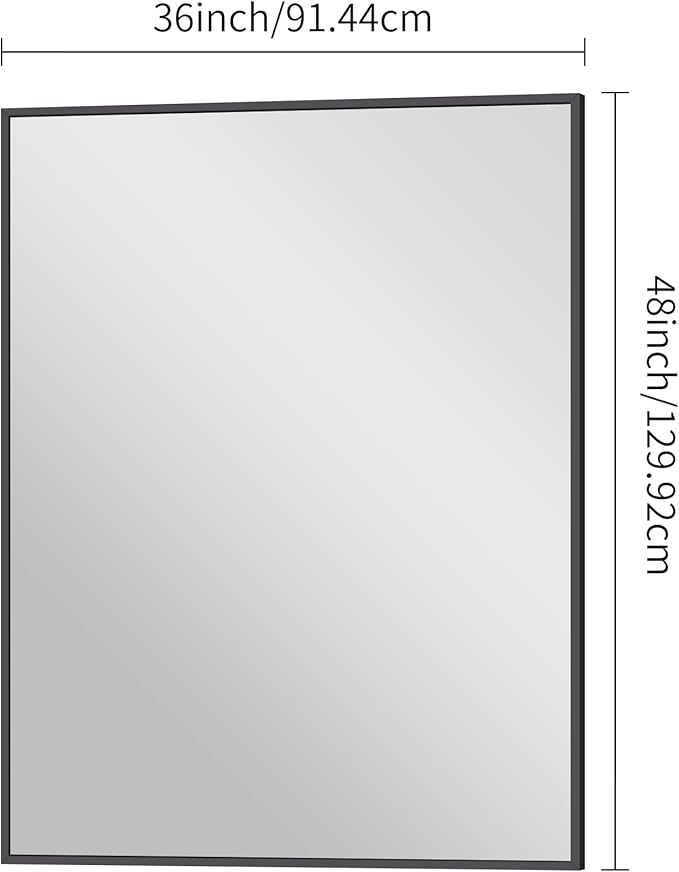 Bathroom Mirror,36x48 inch Large Wall Mirror for Bathroom Wall Mounted Black Rectangle Corner Mirrors,Black Bathroom Mirror for Living Room,Farmhouse,Bedroom Entryway,Horizontal/Vertical-StrideForce Fitness