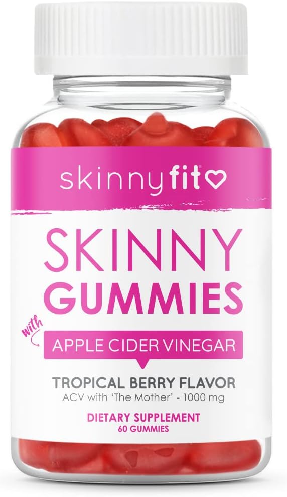 SkinnyFit Skinny Gummies Apple Cider Vinegar Gummies w/ The Mother, Healthy Weight, Immune Support, Vitamin B9, B12, Beetroot, Pomegranate, Vegan-Friendly, 60 Count-StrideForce Fitness
