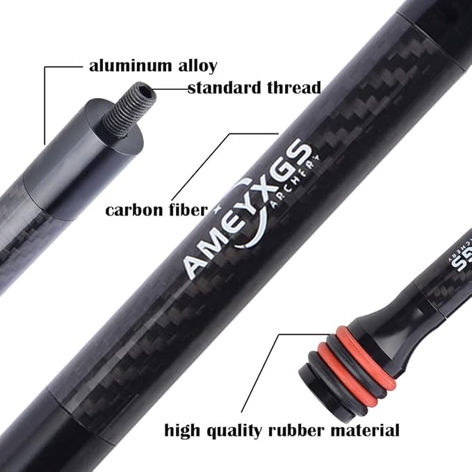 AMEYXGS 6/8/10/12 Inch Archery Bow Stabilizer Carbon Fiber Balance Bar Rod Side Rod Stabilizer Dampen Weight for Compound Bow Recurve Bow Accessory-StrideForce Fitness