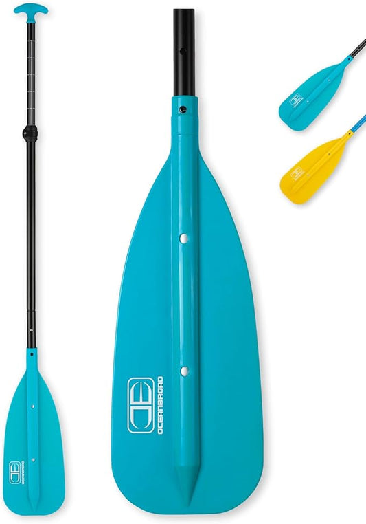 OCEANBROAD Canoe Paddle, Adjustable from 4'3''to 5'3''/130cm to 160cm Aluminum Shaft with Plastic Blade for Canoeing Boating Kayaking, 3-Piece Floatable Oar-StrideForce Fitness