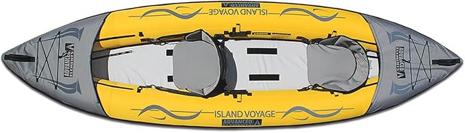 Advanced Elements - Island Voyage 2 Inflatable Kayak - Recreational Convertible Kayak - for 1 or 2 Person - 11 ft - Yellow-StrideForce Fitness