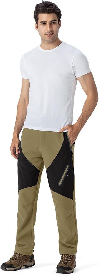 YSENTO Men's Fleece Lined Ski Snow Pants Winter Waterproof Softshell Insulated Hiking Cargo Pants-StrideForce Fitness
