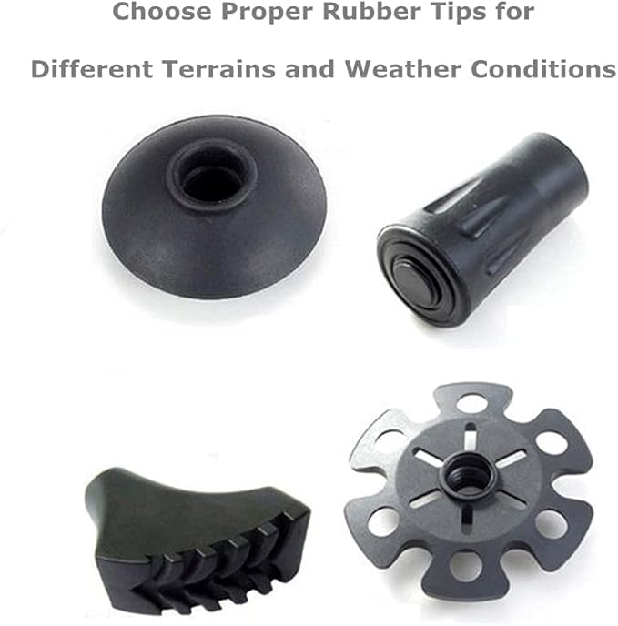 Walking Stick Tips Rubber 4pcs Trekking Pole Tips Replacement- Rubber Feet for Hiking Poles, Walking Sticks, Trekking Poles | Rubber Tip for Walking Sticks Hiking Trekking Poles Boot Tips Rubber Feet-StrideForce Fitness