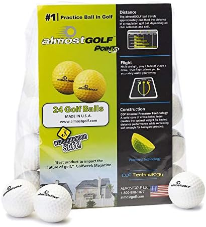 AG AlmostGolf Balls - Limited Flight Practice Golf Balls - (24 Pack) - Almost Golf Balls Foam Golf Training Aids for Indoor Or Yard Practice - Includes 24 AlmostGolf Balls with 5 Liberty Tees-StrideForce Fitness