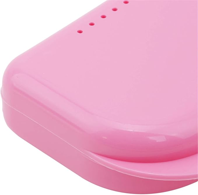 Mouth Guard Case Orthodontic Retainer Box Denture Storage Container, Pink