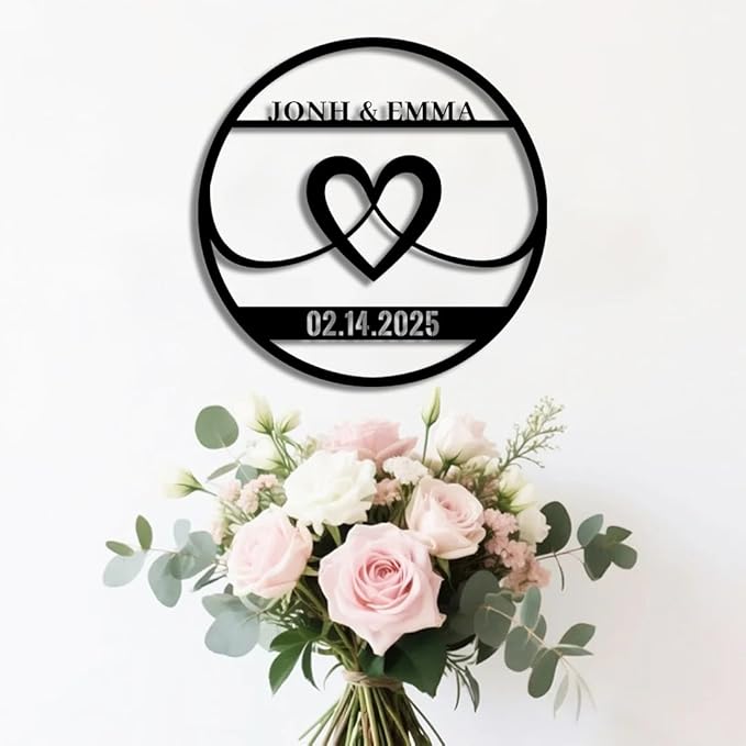 Personalized Wedding Metal Name Sign | Custom Wall Art Gifts for Couples | Custom Metal Signs |Engagement Gift | Anniversary Wedding Date Sign | Bedroom Decor for Couples-StrideForce Fitness