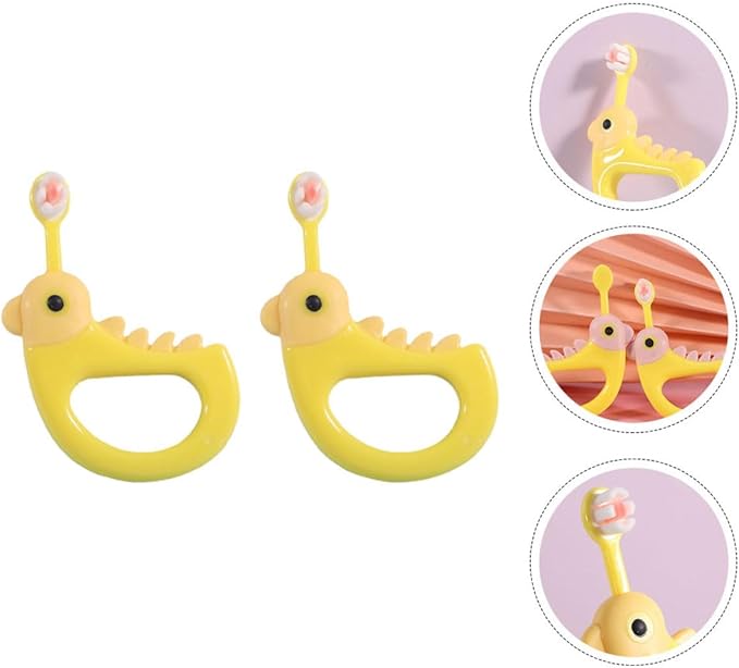 2pcs Toothbrushes Soft Bristles Gentle Cleaning Ergonomic Handle Yellow for Comfortable Practical Oral Care