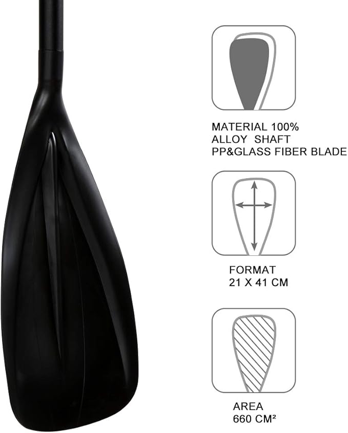 SUP Paddle - 3-Piece Adjustable Aluminium SUP Paddle with Glass Fiber Blade for Surfing, Floating, Water Sports-StrideForce Fitness