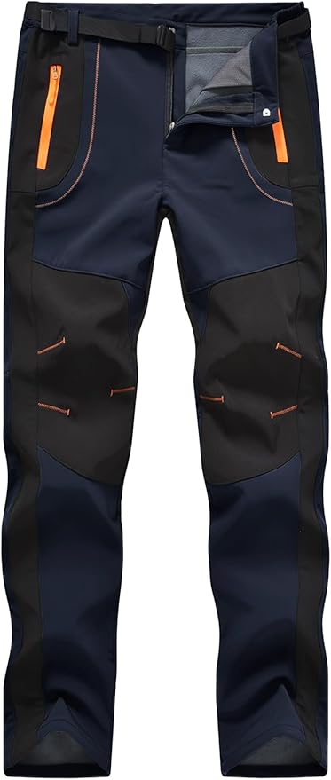 Rdruko Men's Snow Ski Pants Waterproof Insulated Winter Outdoor Snowboard Hiking Fleece Pants with Belt-StrideForce Fitness