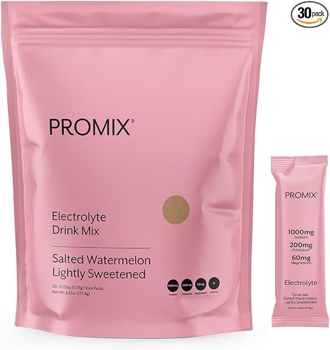 ProMix Nutrition Electrolytes Powder Hydration Packets - Himalayan Pink Salt, Magnesium, Potassium, Vitamin C - Salted Watermelon, Lightly Sweetened - 30 Servings (Pack of 30)-StrideForce Fitness