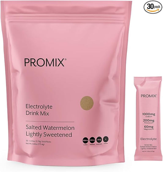ProMix Nutrition Electrolytes Powder Hydration Packets - Himalayan Pink Salt, Magnesium, Potassium, Vitamin C - Salted Watermelon, Lightly Sweetened - 30 Servings (Pack of 30)-StrideForce Fitness