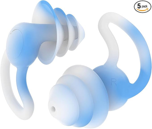 Reusable Swimming Ear Plugs with Nose Clips -2 Pairs Silicone Swimmers Ear Plugs for Adult Water Surfing, Snorkeling, Sleeping and Shower-StrideForce Fitness