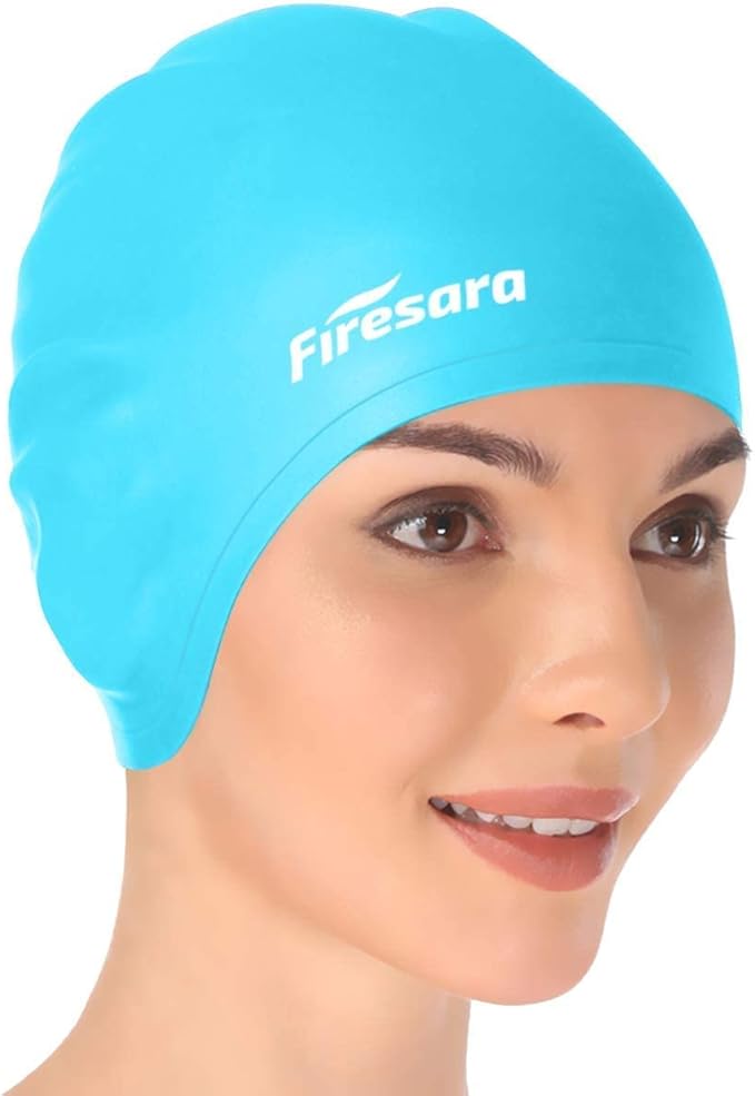 Firesara Swim Cap, Original Updated Swimming Cap 3D Ergonomic Design Comfortable Durable Ear Protection for Women Kids Men Adults Boys Girls for Long or Short Hair with Nose Clip and Ear Plugs-StrideForce Fitness