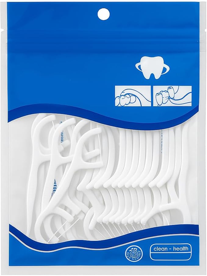 Dental Floss Picks 50 Count Tooth Flossers with Toothpick End, Soft Flexible Thread for Gum Care, Easy Grip Handle for Teeth Cleaning, Oral Hygiene Tool for Daily Use, Travel & Home