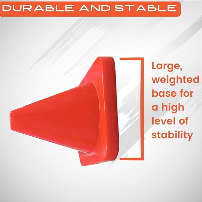 6, 9, 12, 18, 28 Inch Sports Training Traffic Cones - Durable Orange Cones for Soccer, Football, Basketball, Agility Drills, Parking, Safety, Road Use (Set of 12)-StrideForce Fitness