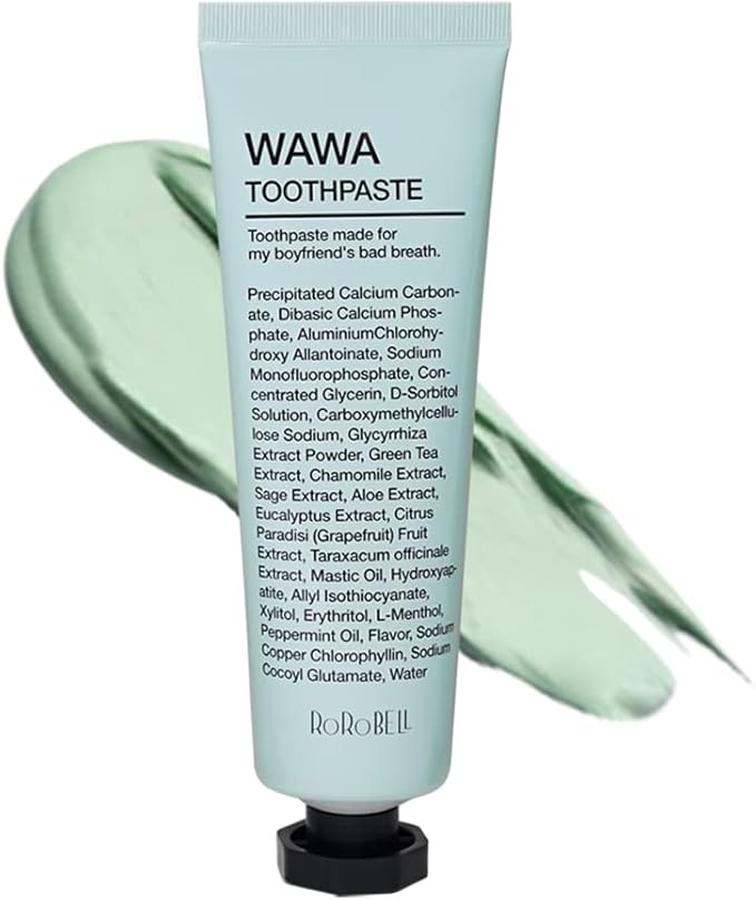 ROROBELL Wawa Toothpaste Made for My Boyfriend's Bad Breath, Sensitive Teeth, Improvement of Gum Problems/Peppermint Flavor/Made with Wasabi I 3.53 fl.oz (Pack of 1)