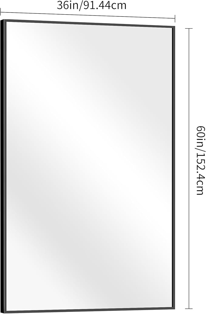 Bathroom Mirror,60x36 inch Large Wall Mirror for Bathroom Wall Mounted Black Rectangle Mirrors,Black Bathroom Mirror for Living Room,Farmhouse,Bedroom Entryway,Horizontal/Vertical-StrideForce Fitness