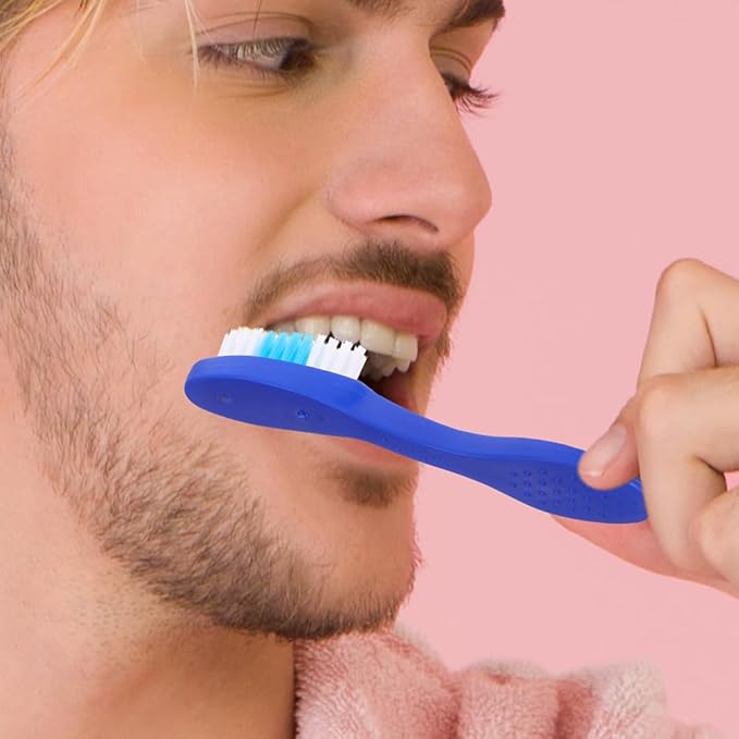 Baluue 20pcs Short Handle Security Toothbrush, Prison Security Toothbrush Individually Packaged for Prison, Detention Center, Travel, Blue, 3.66 Inch