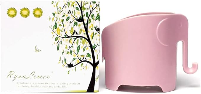 Kids Toothbrush Holder, Cute Elephant Toothbrush Holders for Toddler, Toothbrush Toothpaste Holder for Bathroom, Toothbrush Organizer with 3 Slots and a Hook, Pink